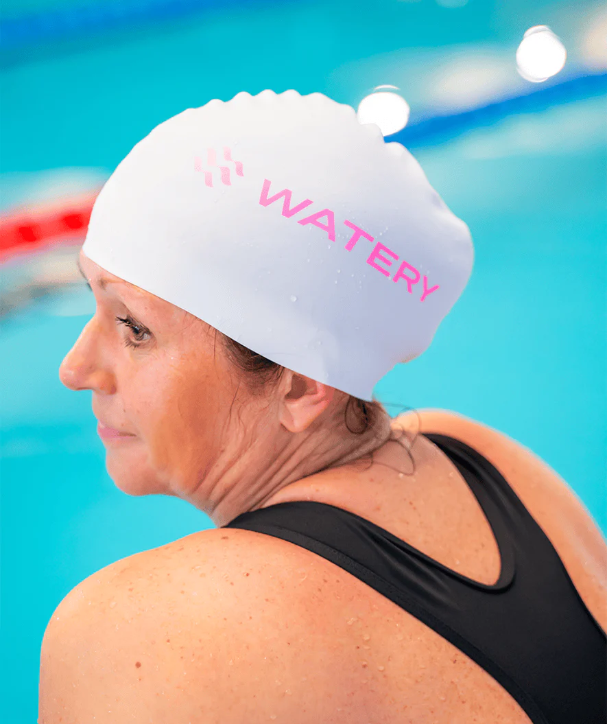 Watery swimming cap - Signature Metallic - White/pink - Image 5