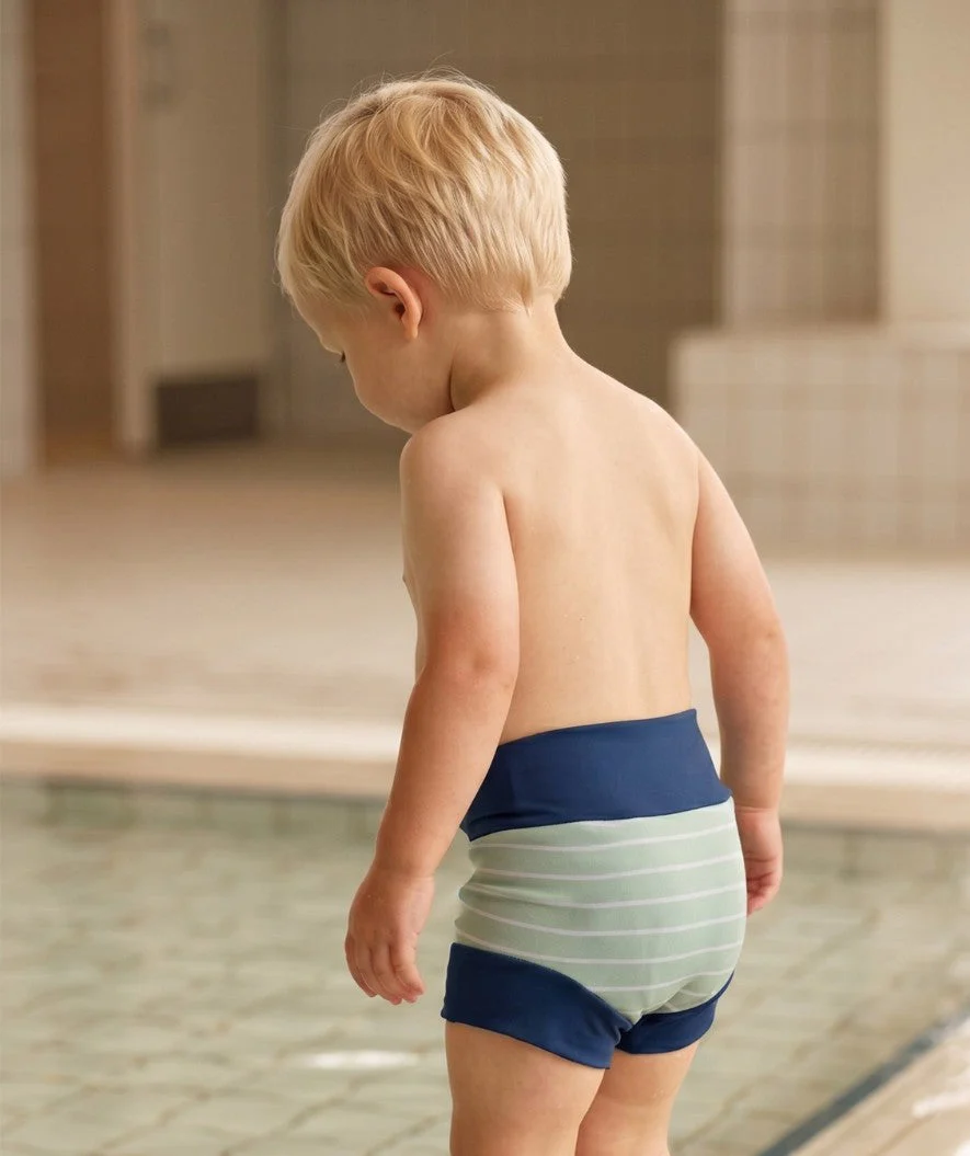 Watery swim nappies for kids - Neoprene Swim Nappy - Nordic Green Stripes - Image 5