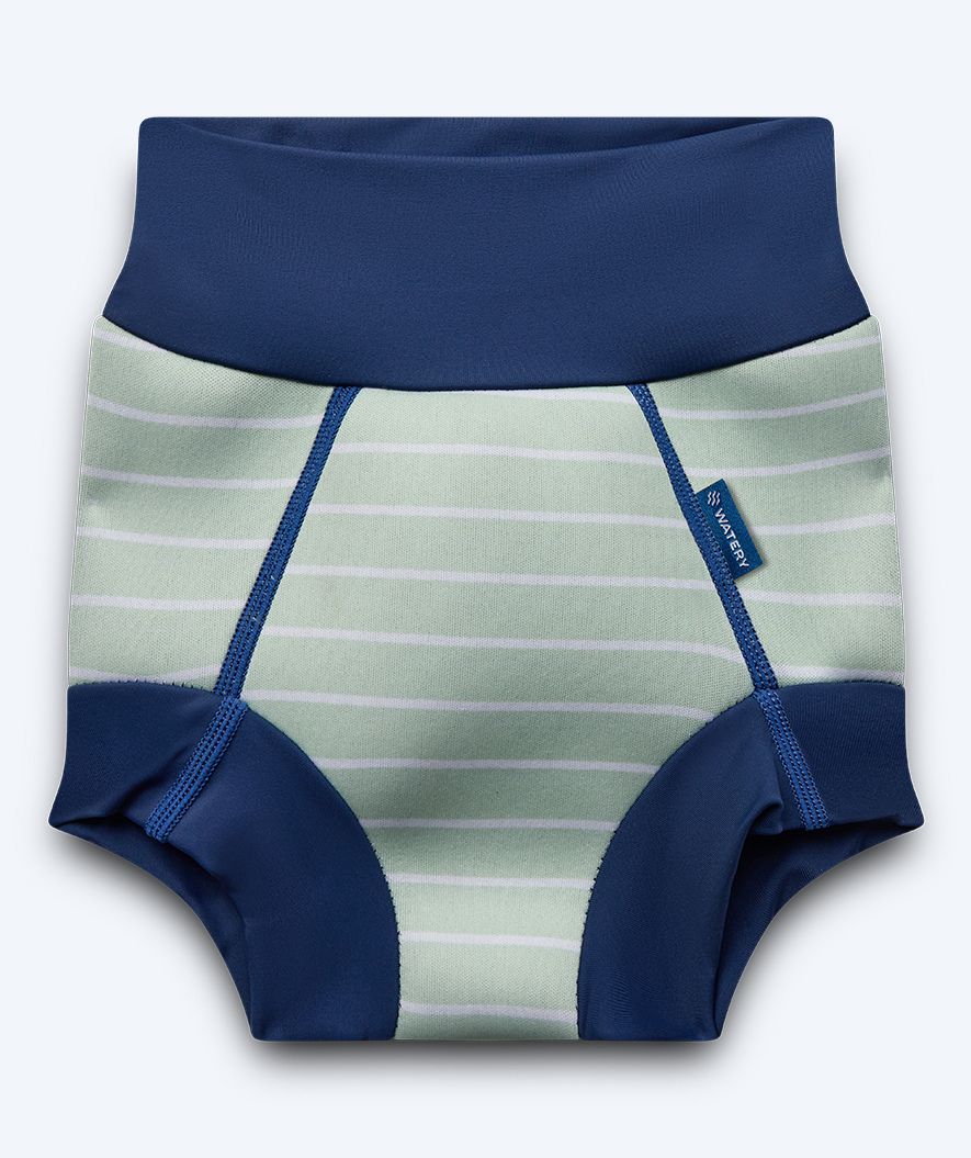 Watery swim nappies for kids - Neoprene Swim Nappy - Nordic Green Stripes - Image 8
