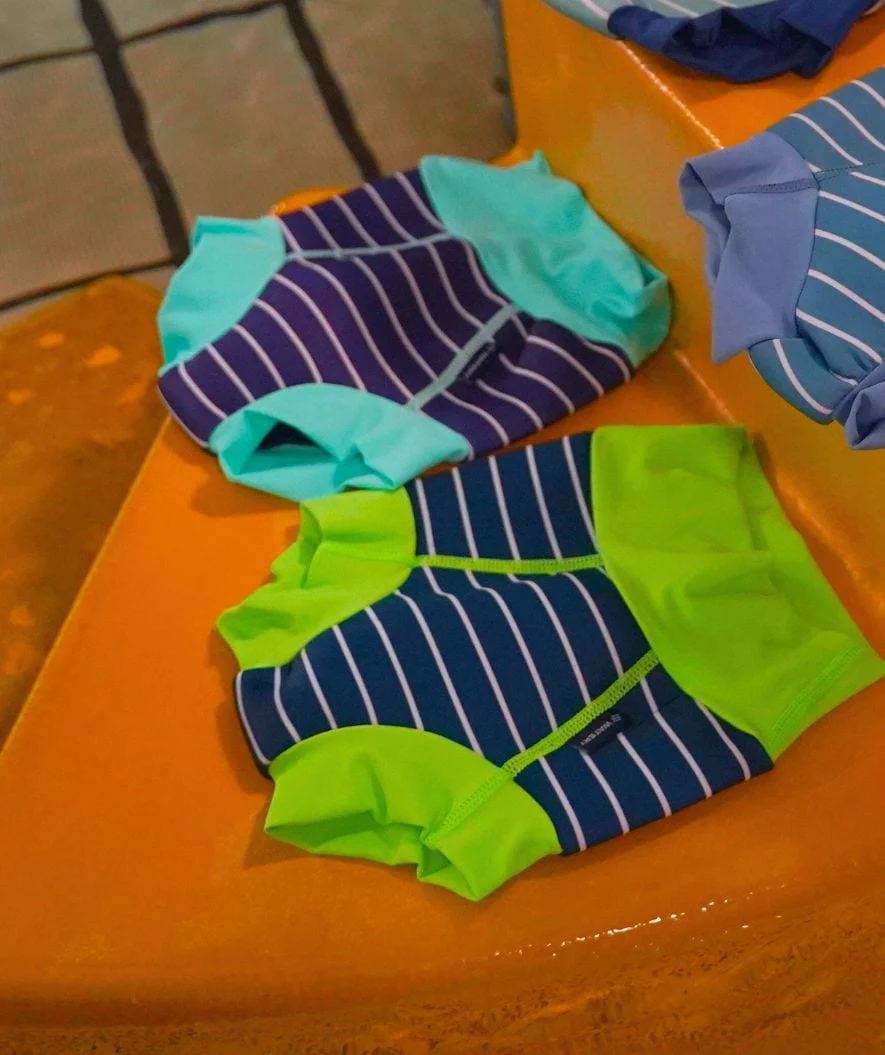 Watery swim nappies for kids - Neoprene Swim Nappy - Green Stripes - Image 5