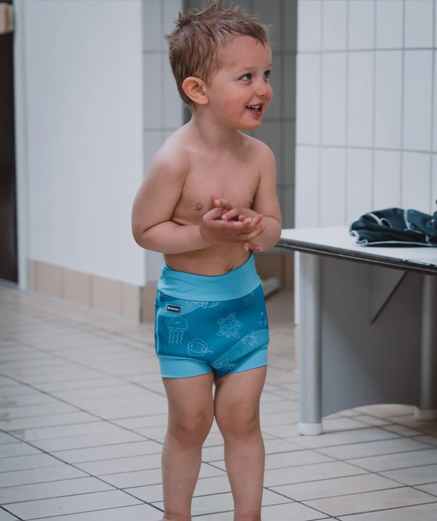 Watery swim nappies for kids - Neoprene Swim Nappy - Turquoise Stripes - Image 11