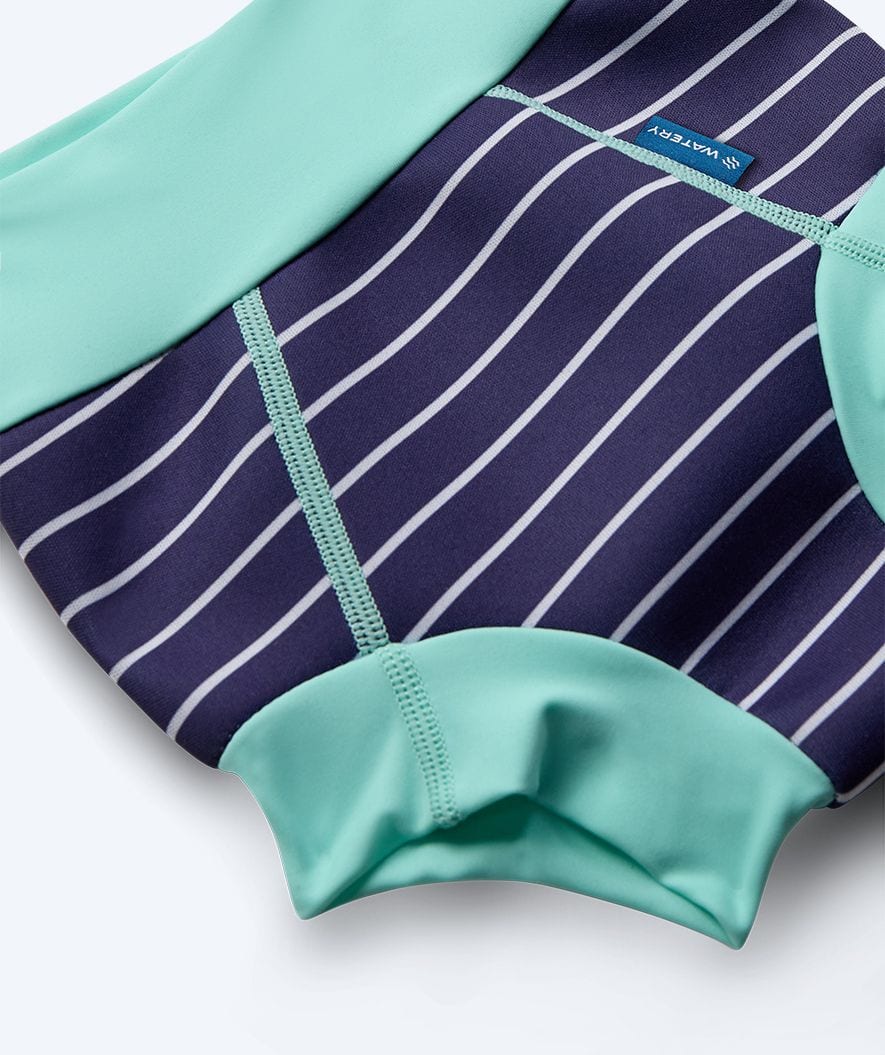Watery swim nappies for kids - Neoprene Swim Nappy - Turquoise Stripes - Image 3