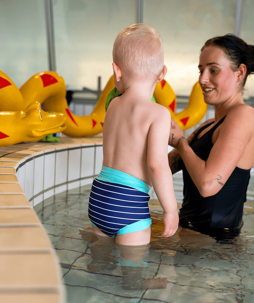 Watery swim nappies for kids - Neoprene Swim Nappy - Turquoise Stripes - Image 4