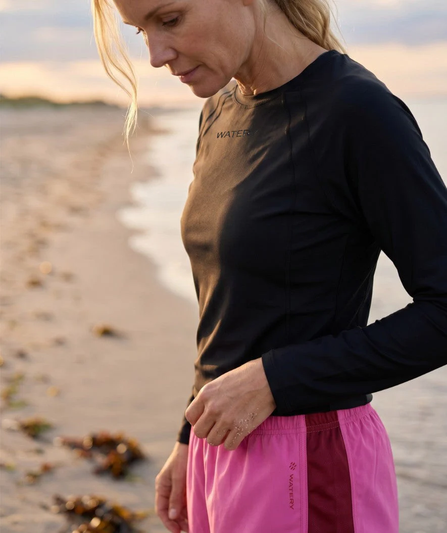 Watery swim shorts for women - Aiko - Pink/dark red - Image 6