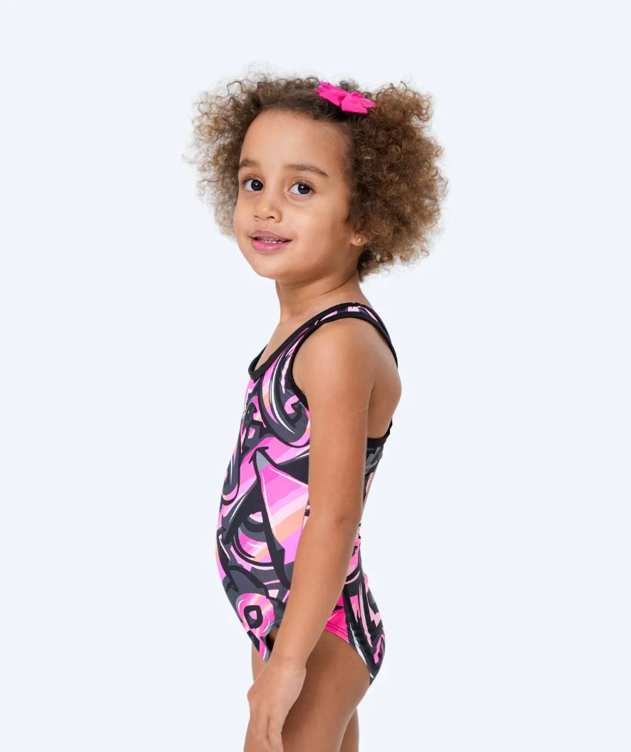 Watery swimsuit for girls - Rodney - Light pink/black - Image 3