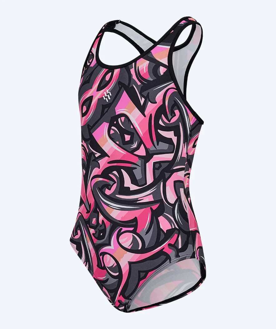 Watery swimsuit for girls - Rodney - Light pink/black - Image 7