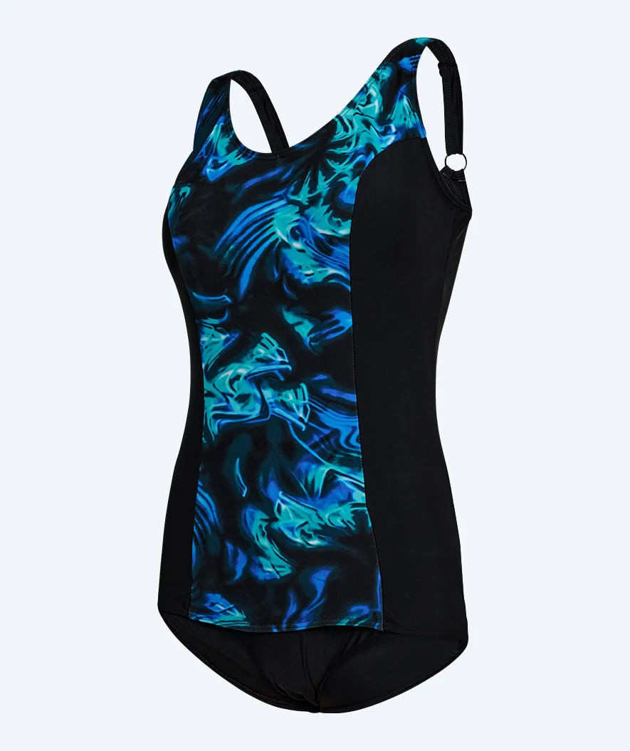 Watery swimsuit plus size for women with flowers - Vale - Black/blue - Image 6