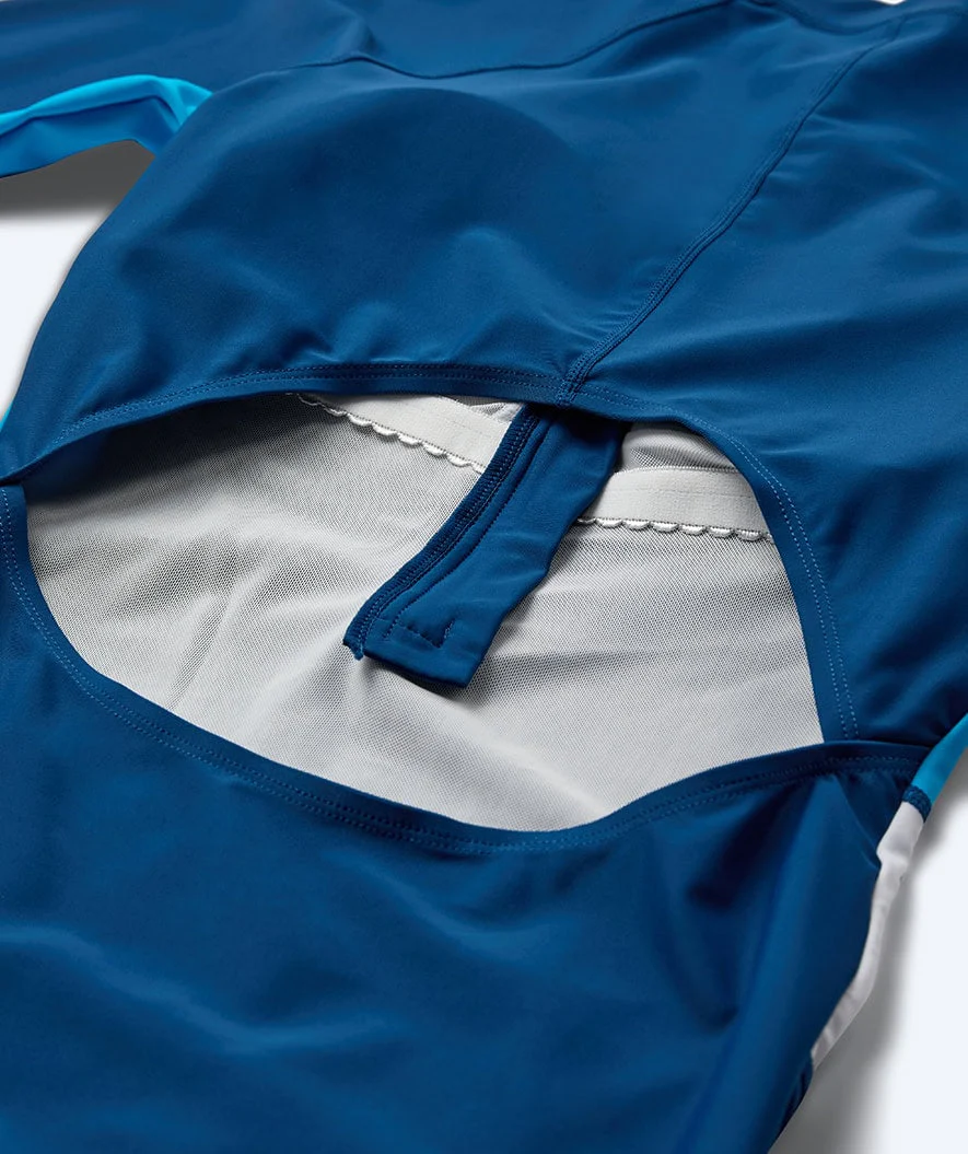 Watery swimsuit with long sleeves for women - Deriya - Blue/white - Image 4