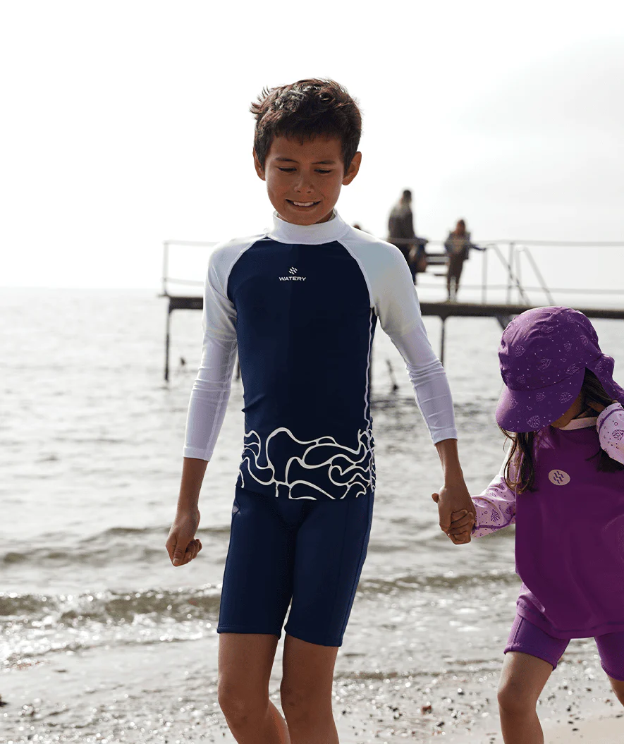 Watery UV-shirt for kids - Chilton Long Sleeve Rashguard - Dark blue/white - Image 9
