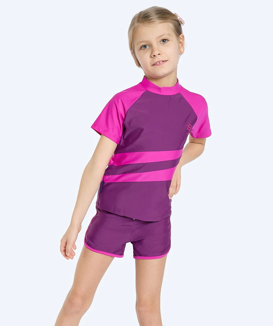Watery UV-shirt for kids - Manami Short Sleeve Rashguard - Purple