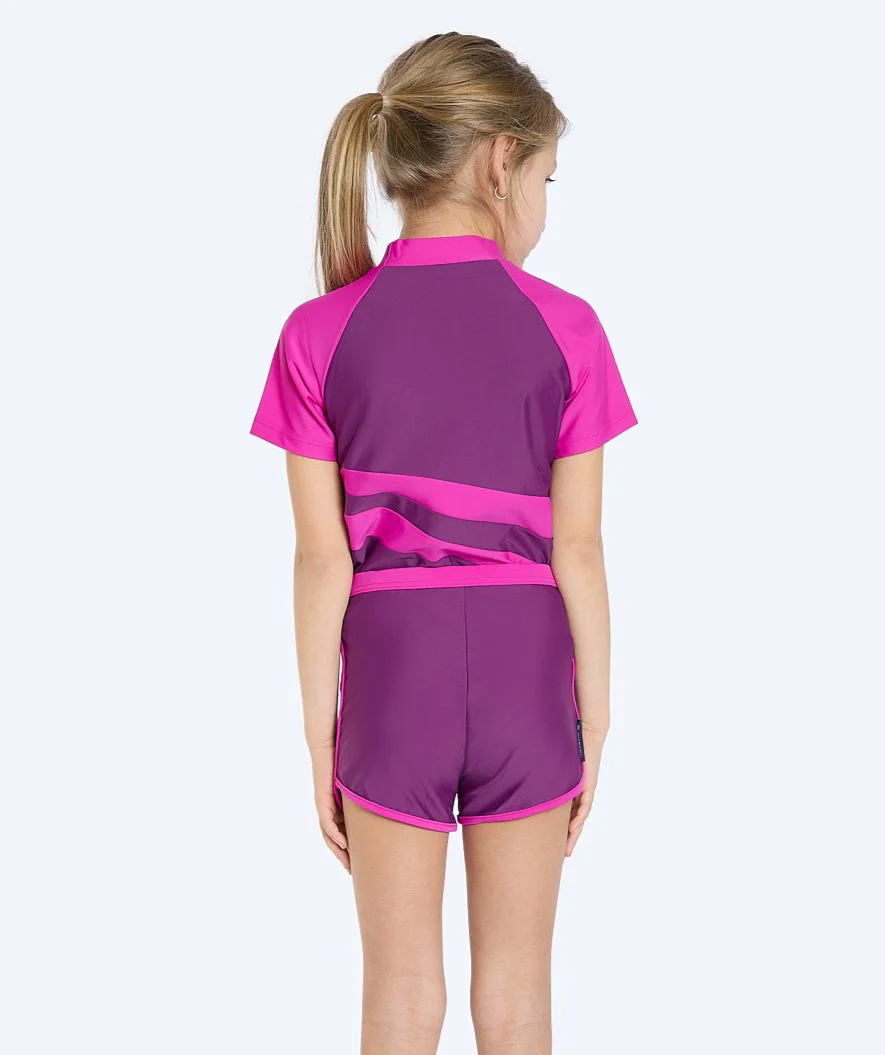 Watery UV-shirt for kids - Manami Short Sleeve Rashguard - Purple - Image 2