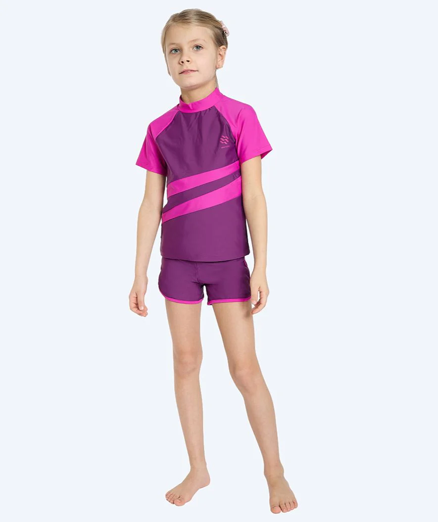 Watery UV-shirt for kids - Manami Short Sleeve Rashguard - Purple - Image 3