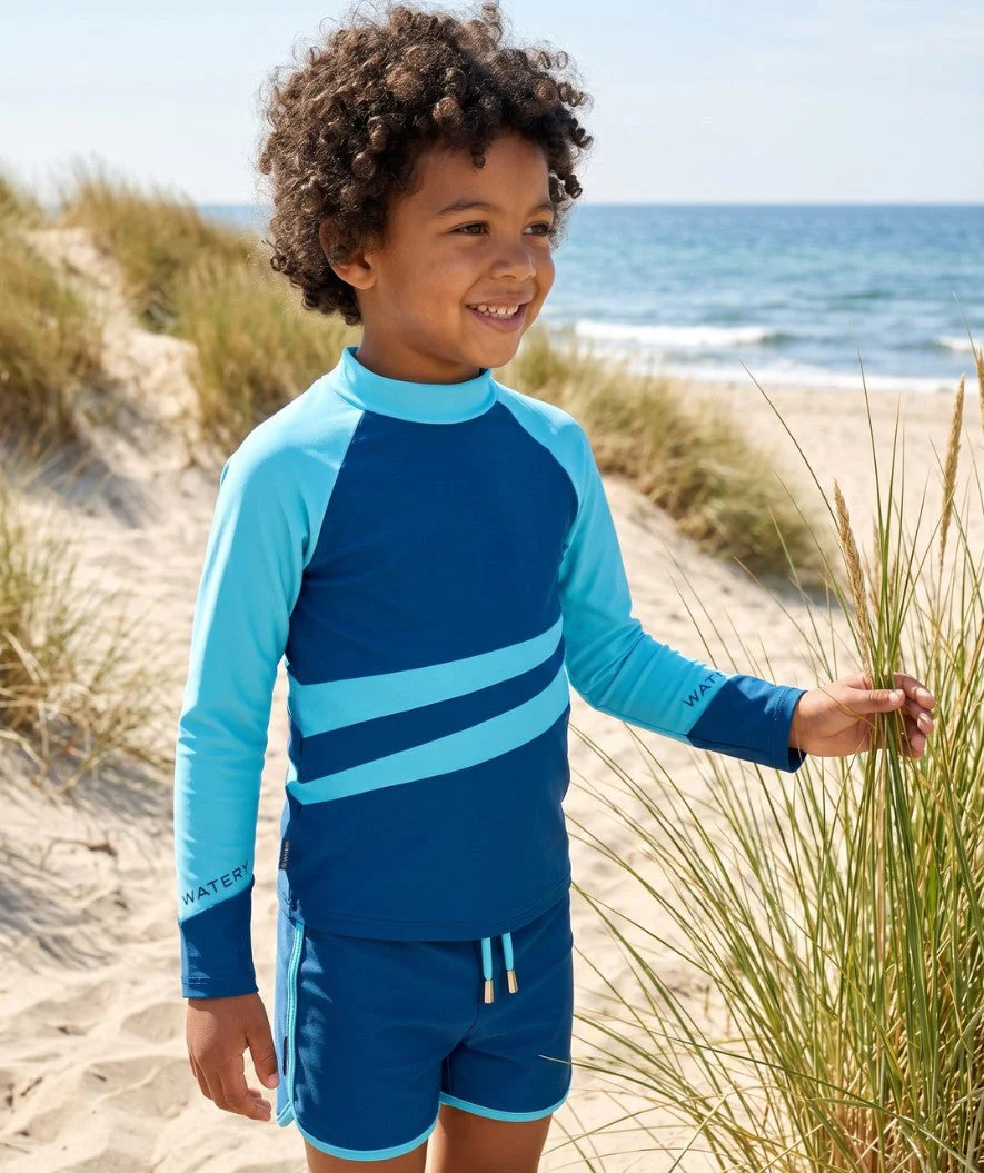 Watery UV-shirt for kids - Manami Long Sleeve Rashguard - Atlantic Blue - Image 4