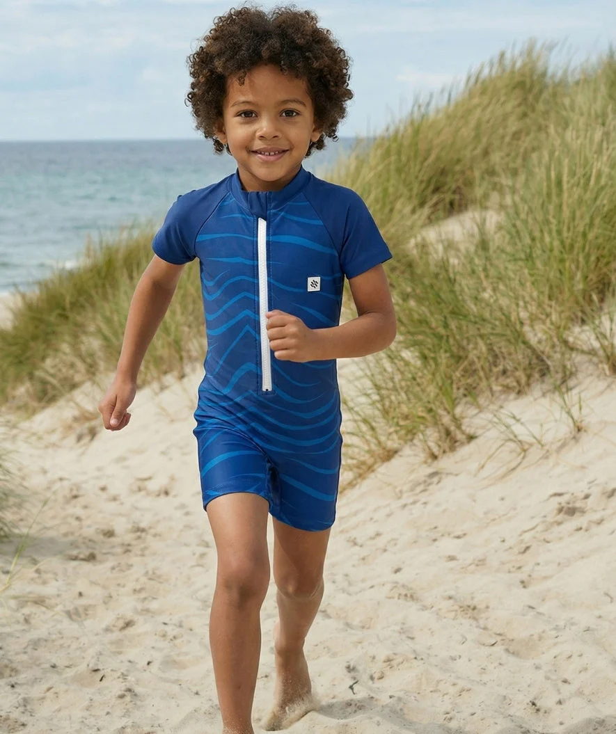 Watery UV-suit for children - Fjord Short Sleeve Rashguard - Dark blue - Image 4