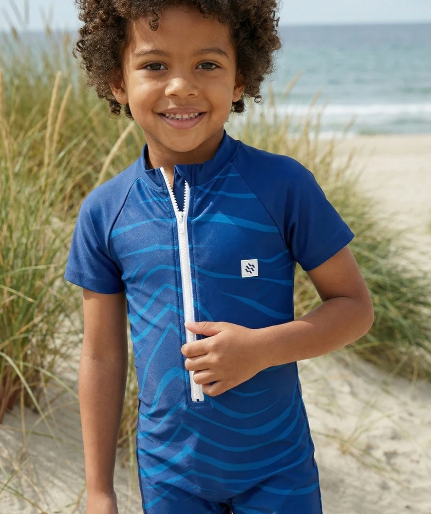 Watery UV-suit for children - Fjord Short Sleeve Rashguard - Dark blue - Image 5