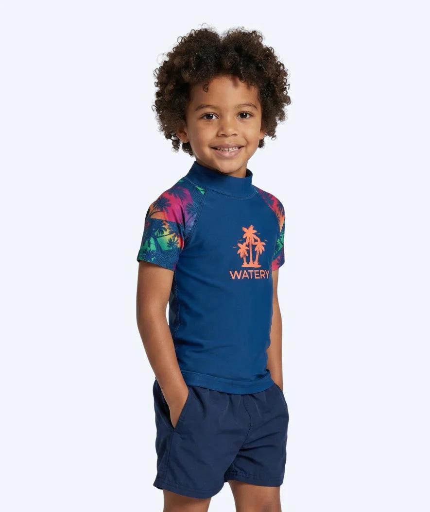 Watery UV-shirt for kids - Katsu Short Sleeve Rashguard - Multi/dark blue
