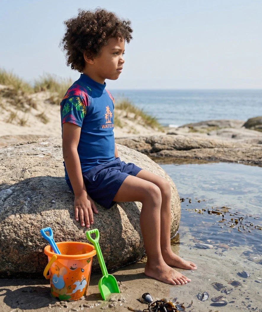 Watery UV-shirt for kids - Katsu Short Sleeve Rashguard - Multi/dark blue - Image 5