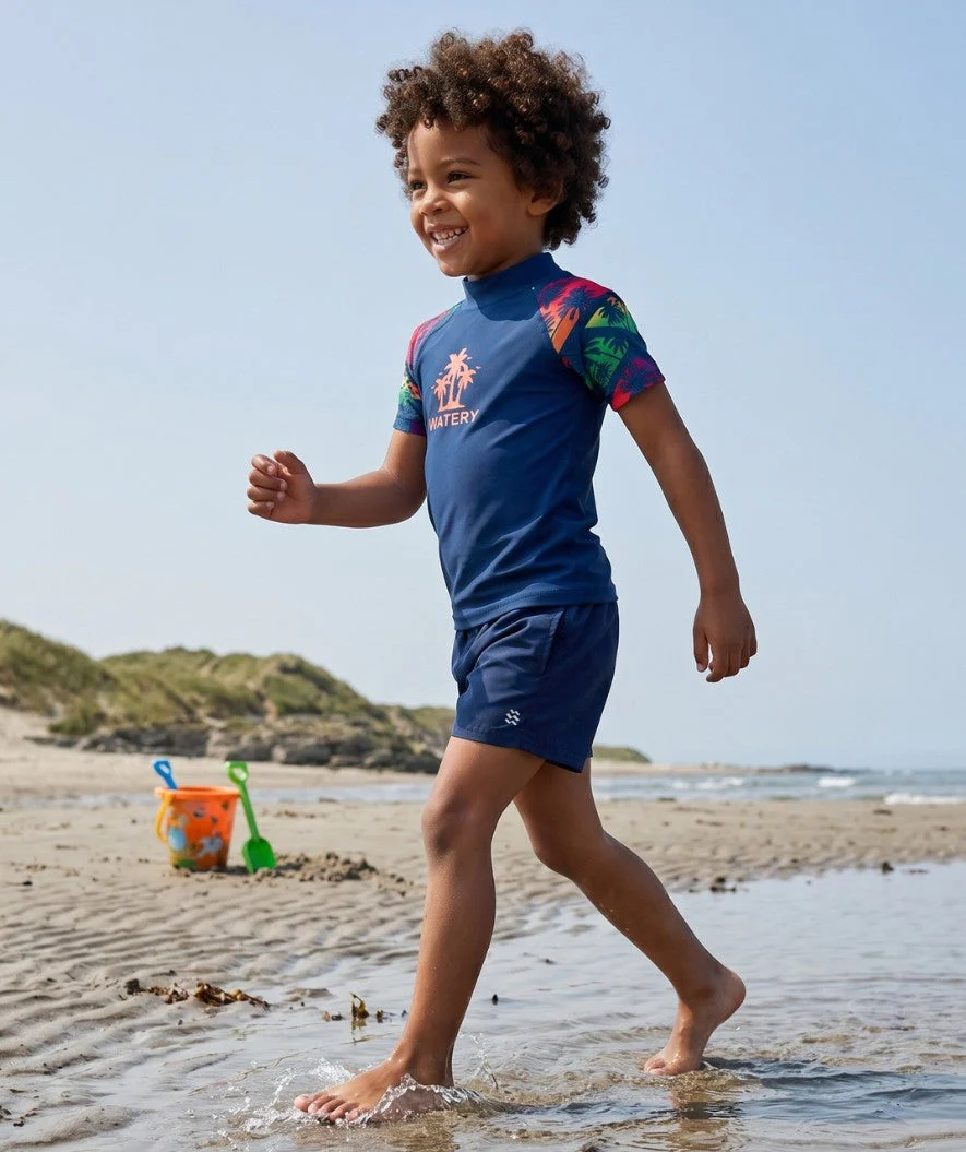 Watery UV-shirt for kids - Katsu Short Sleeve Rashguard - Multi/dark blue - Image 6