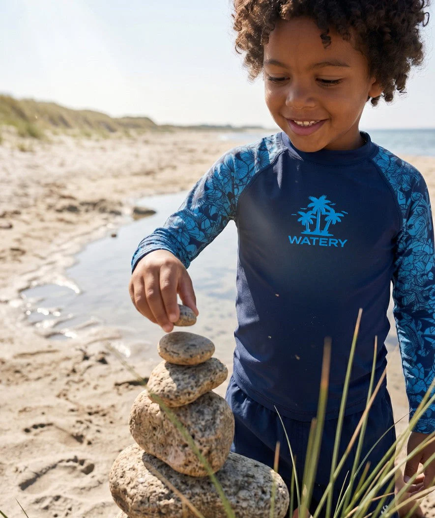 Watery UV-shirt for kids - Katsu Long Sleeve Rashguard - Blue/dark blue - Image 5