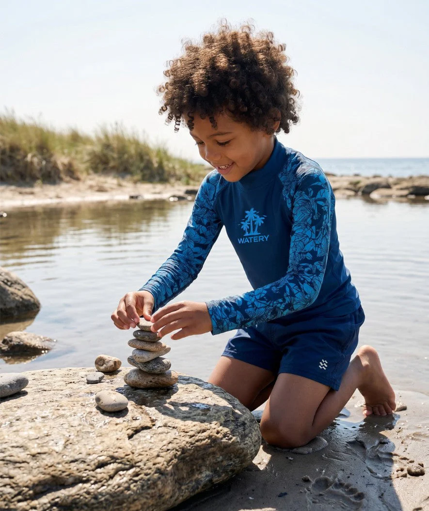 Watery UV-shirt for kids - Katsu Long Sleeve Rashguard - Blue/dark blue - Image 6