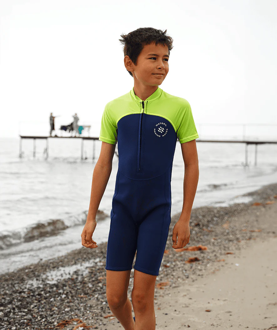 Watery UV wetsuit for kids - Calypso Shorty - Atlantic Green - Image 4