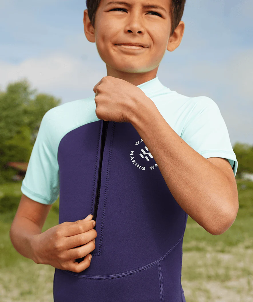 Watery UV wetsuit for kids - Calypso Shorty - Atlantic Turquoise - Image 10