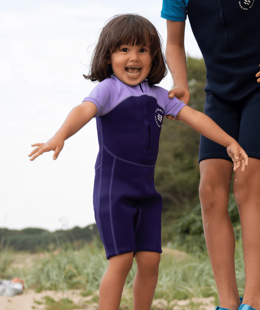 Watery UV wetsuit for kids - Calypso Shorty - Coral/dark blue - Image 4