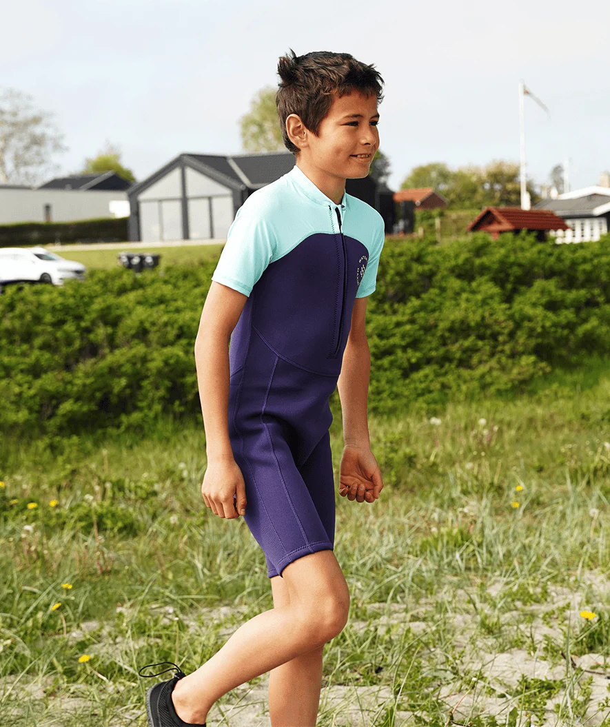 Watery UV wetsuit for kids - Calypso Shorty - Green/black - Image 12