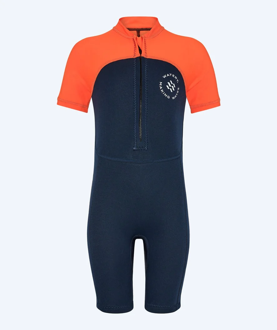 Watery UV wetsuit for kids - Calypso Shorty - Orange/blue - Image 3
