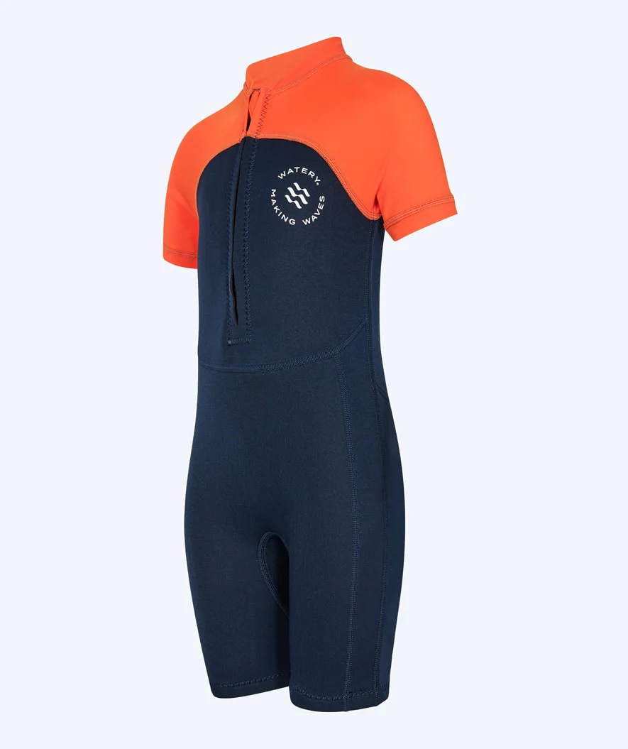 Watery UV wetsuit for kids - Calypso Shorty - Orange/blue - Image 6