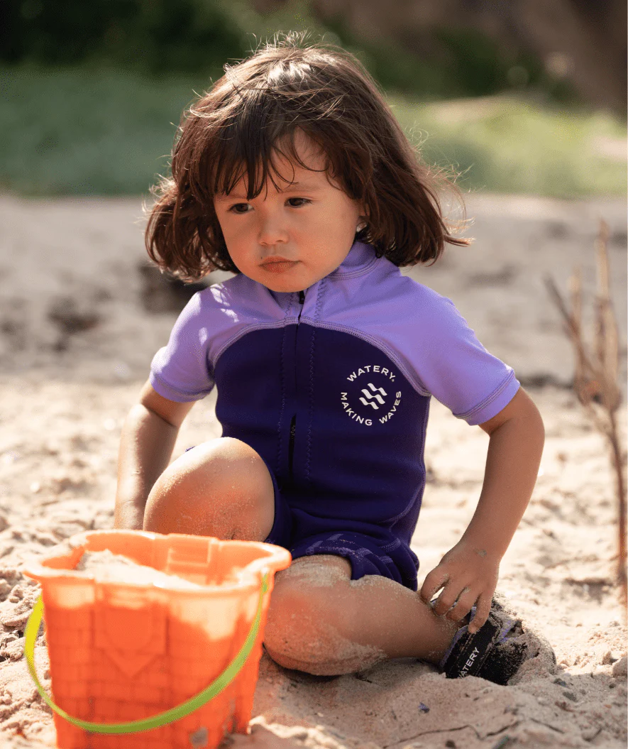 Watery UV wetsuit for kids - Calypso Shorty - Purple - Image 12