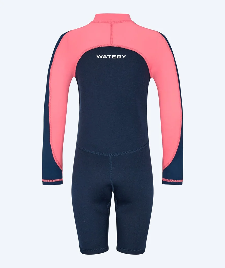 Watery UV wetsuit for kids - Calypso Long Sleeve - Coral/dark blue - Image 3